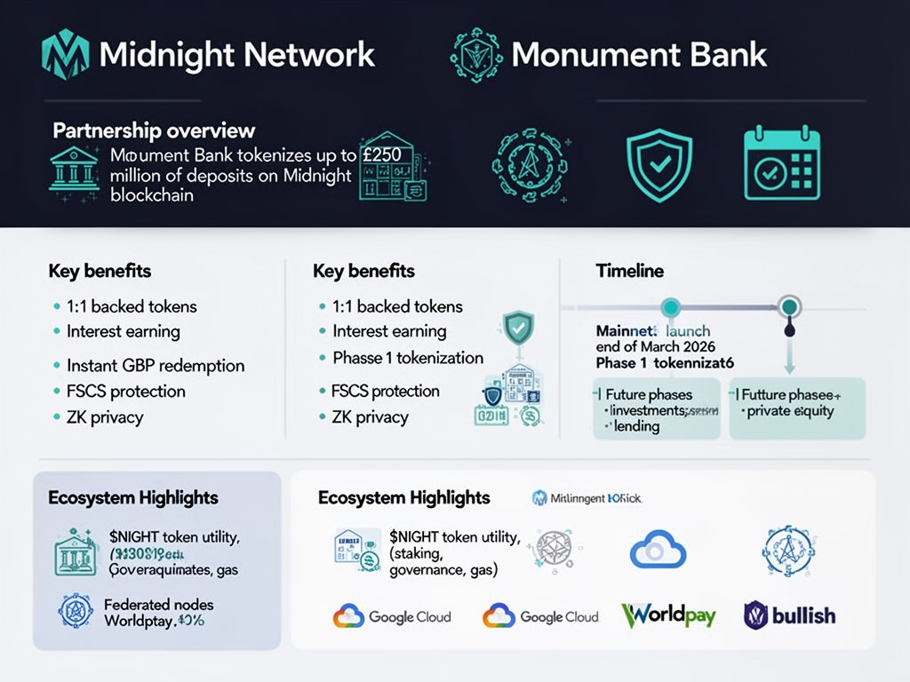 Hey guys, check this out - <a href="/MidnightNtwrk/">Midnight</a> is finally getting a legit UK bank on board.  

Monument Bank, a regulated UK bank under the Bank of England, is set to tokenize retail deposits on a public blockchain. In the first phase they’ll put up to £250 million (about $335