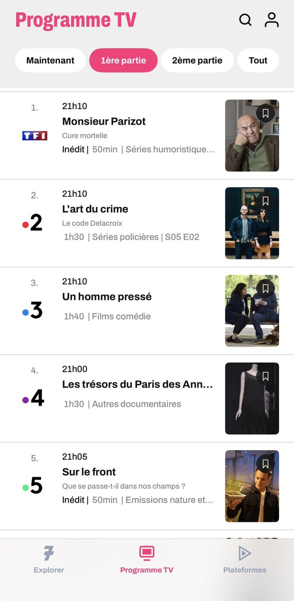 ty_man11's tweet photo. @youknowigotyou_ @guillaume_lvl @FranceTV Here is an example of the TV schedule for tomorrow. They all start at the same time except Arte ;).

For advertising, it’s 12 minutes per hour for private channels and 8 minutes for public channels (France 2, 3, 4, 5), and no ads after 8 p.m. https://t.co/hyQJaWDgt1