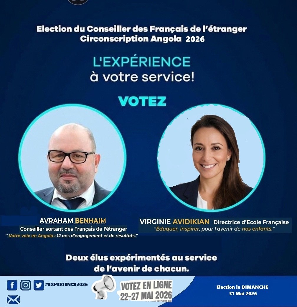 benhaimpe's tweet photo. Fier de lancer cette campagne aux côtés de Virginie Avedikian ! 
​🔹 Moi : Conseiller sortant (élu en 2014 &amp; 2021), au service de notre communauté.
🔹 Virginie : 10 ans d'expérience à la direction d'écoles françaises.
​Une équipe d'expérience pour défendre vos intérêts en Angola. https://t.co/bxLj7B3z7H