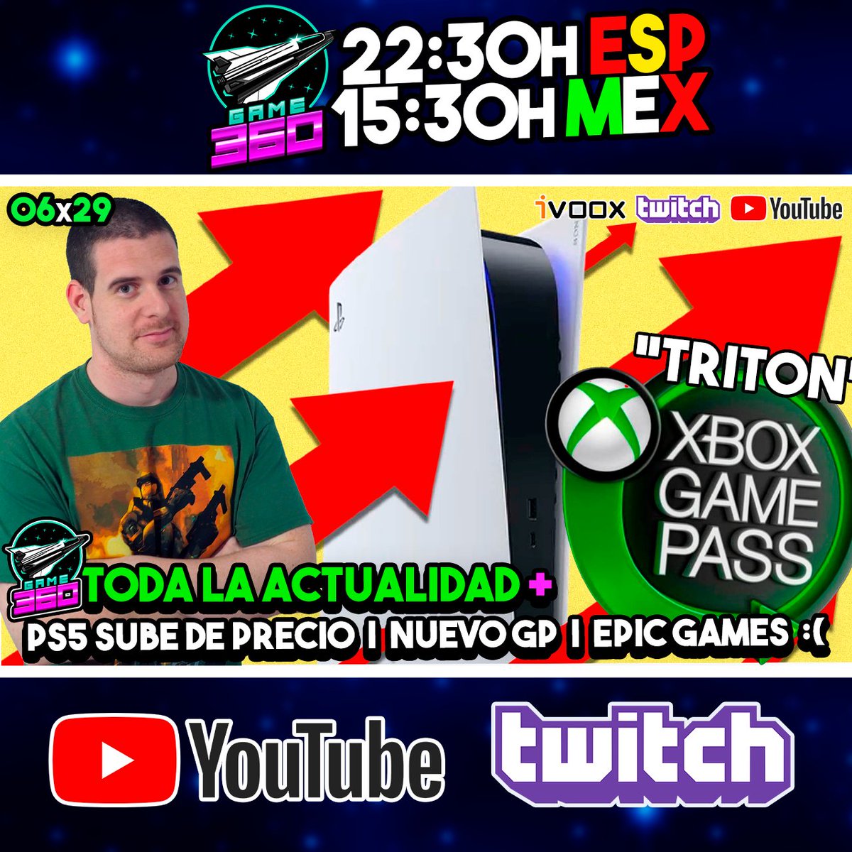 Arlan360oficial's tweet photo. DESPEGAMOS con un nuevo #GAME360 con TODA la actualidad!!!
- PS5 SUBE de PRECIO
- Nuevo GAME PASS ?
- EPIC GAMES en PROBLEMAS
- ZELDA OCARINA REMAKE ??
Y mucho más !!!
🟣twitch: https://t.co/iPTPUNqLHI
🔴Youtube: https://t.co/v3uVSYFnGq https://t.co/7RWzfvfUGH