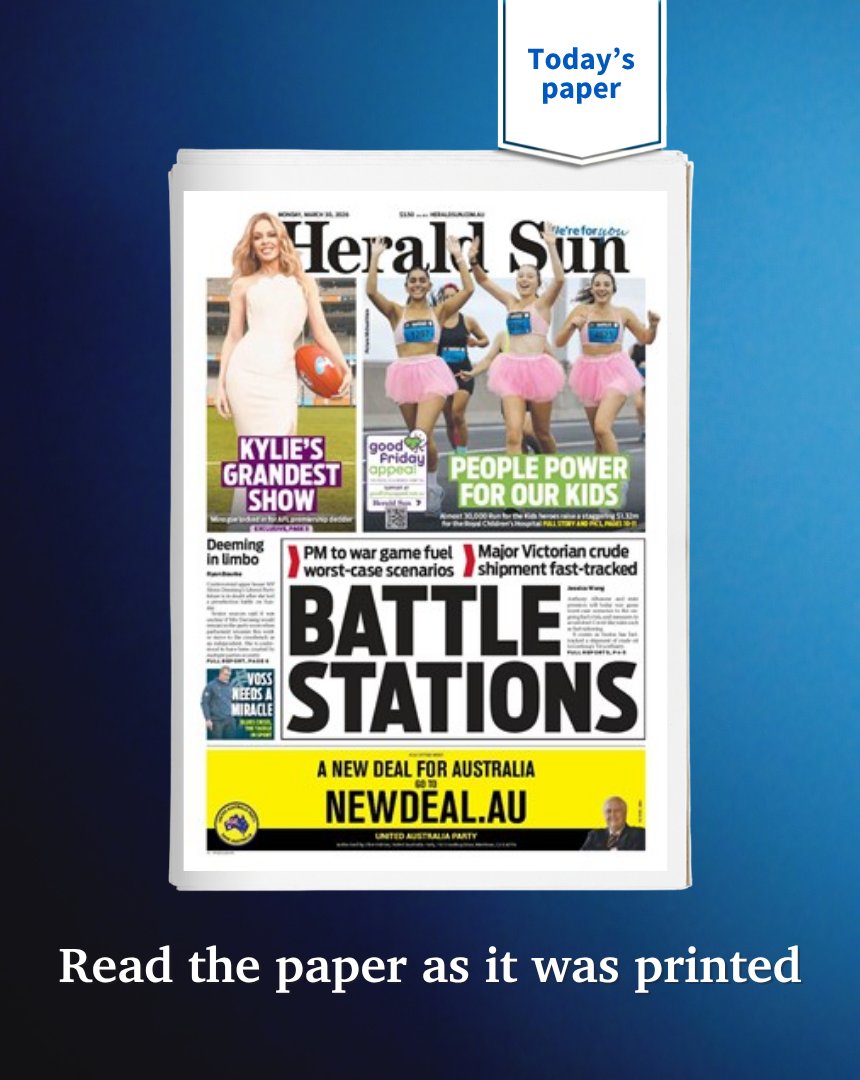 theheraldsun's tweet image. TODAY'S FRONT PAGE
Read the digital edition &amp;gt; bit.ly/3zAl8E3
.
.
.
#Melbourne #Victoria #FrontPage #newspaper #news
