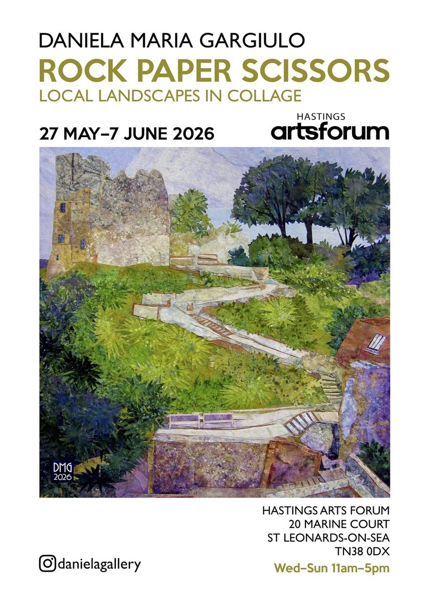 danielagallery's tweet photo. Early notice: My solo art show, ROCK PAPER SCISSORS is at Hastings Arts Forum, 27 May–7 June 2026. Gallery open Wed-Sun 11am–5pm. 
💫 Private view: Friday 29 May 6–8pm — all welcome! https://t.co/5gBBHVrgwT