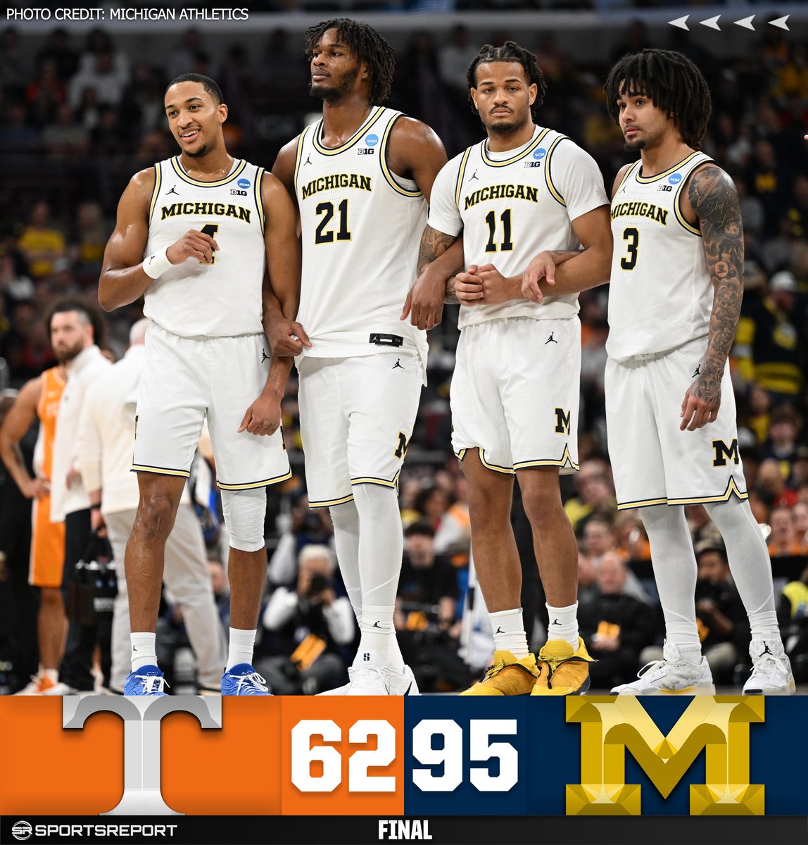 SRWolverines's tweet photo. WOLVERINES WIN!!! Michigan dominates Tennessee to march on to the Final Four!!! https://t.co/INsBhVGWqI