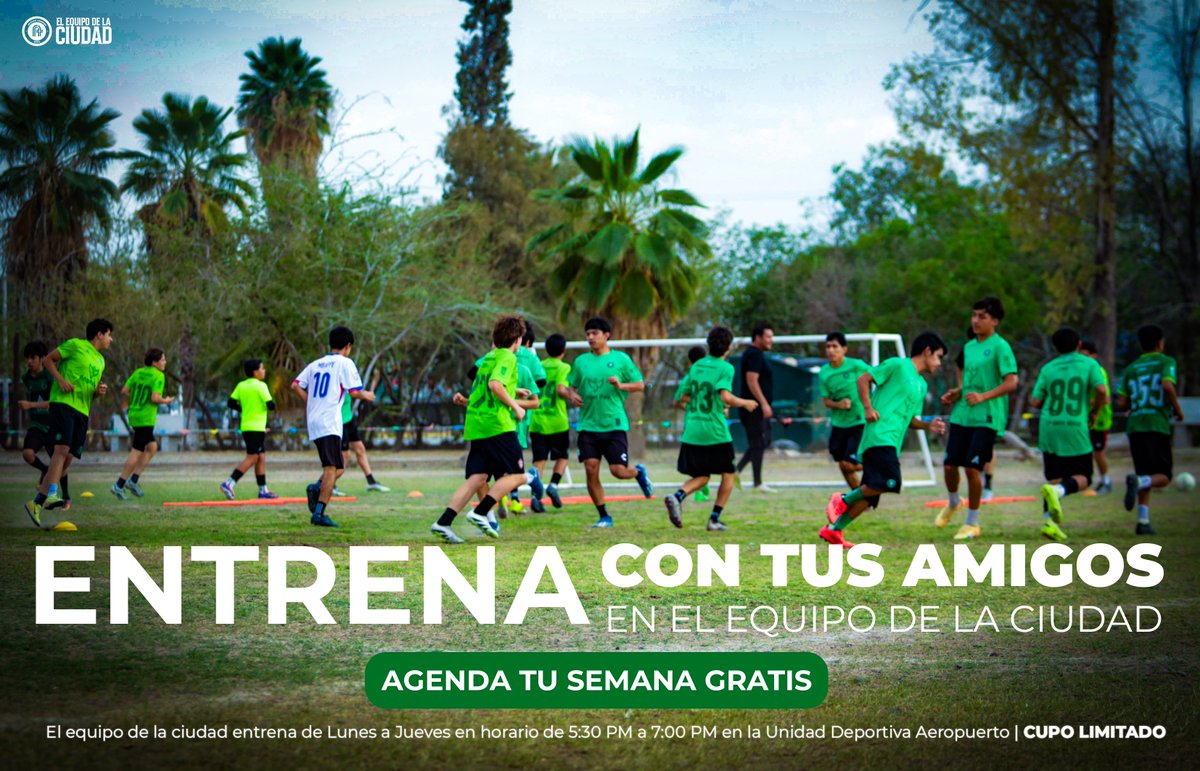 Atl_Torreon's tweet photo. El fútbol se disfruta más cuando se vive con amigos; Entrena, compite y forma parte del equipo de la ciudad.

✅ Haz equipo desde el primer día.

📲 Agenda tu semana GRATIS
⚠️ Cupo limitado

#ElEquipoDeLaCiudad #ElBalonEstaEnNuestraCancha https://t.co/OAfAdEeivo