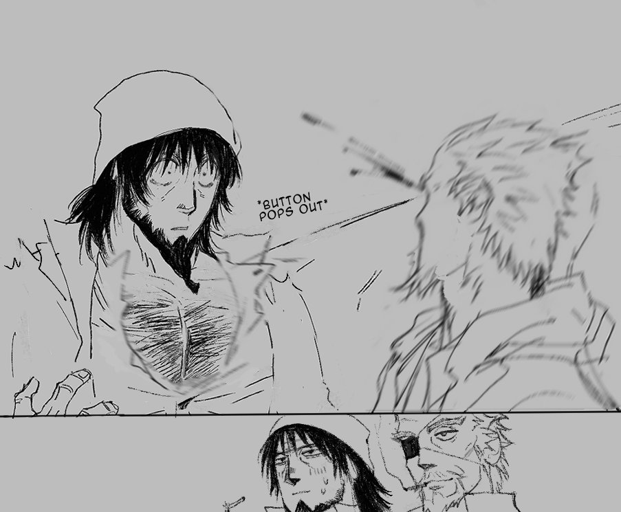 flrrrrr222's tweet photo. yes, i have drawn askeladd kissing thorfinn's forehead, and it ties back to an old gag i had going on where i make askeladd lose an eye under ridiculous circumstances, i love drawing stupid shit like this https://t.co/cOiscmebzW