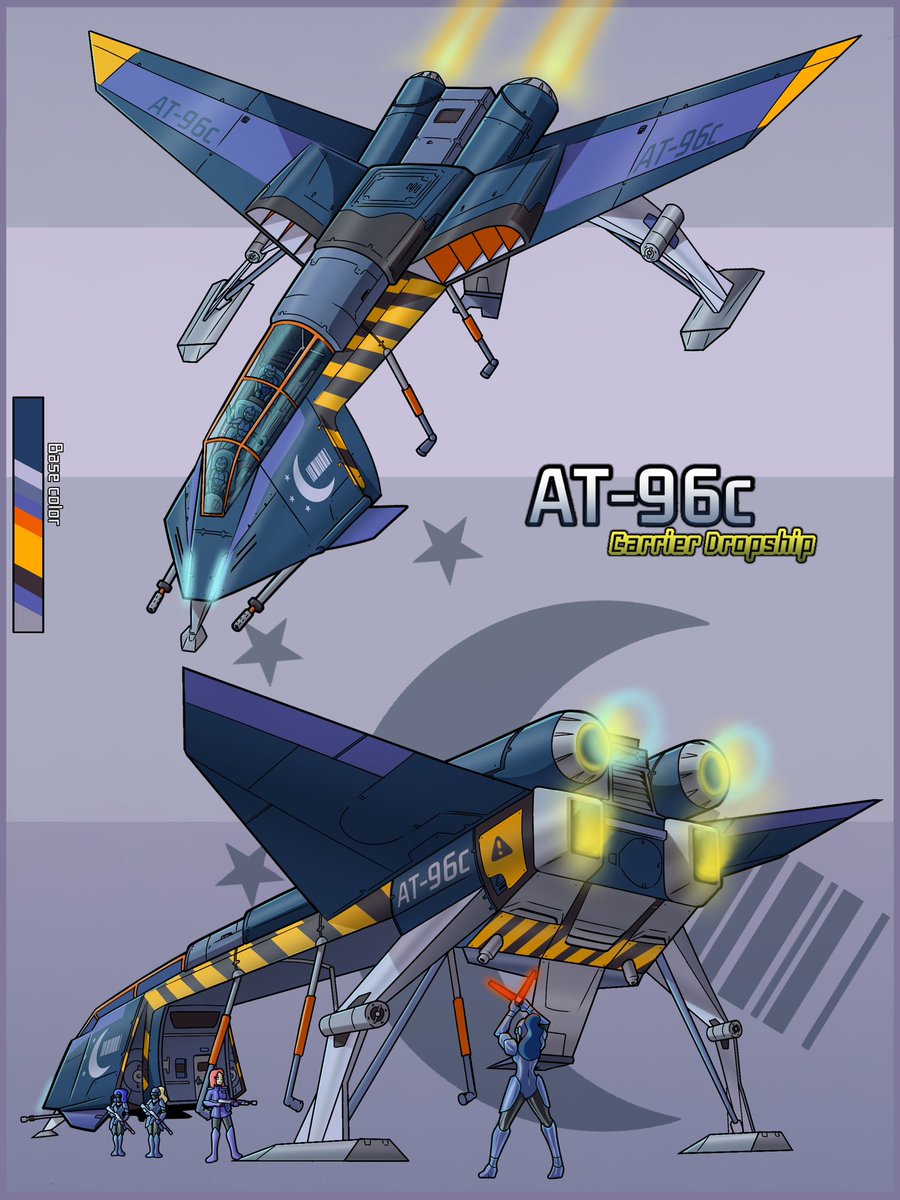 Continuing my vehicles series, next up we have the AT-96c carrier dropship. Used for rapid insertion or deployment of ground based armor and vehicles. Art once again by the lovely <a href="/DevilLustArt/">DevilLustArt🔞(Comms Open)</a> !