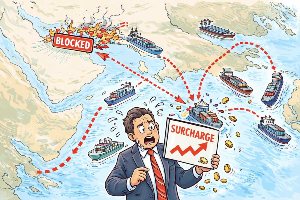 steve_hanke's tweet photo. Shipping giant Maersk just slapped emergency fuel surcharges on global shipping.

THE U.S.-ISRAELI WAR ON IRAN IS COSTING DEARLY.

MAERSK SHOULD SEND A BILL TO TRUMP AND NETANYAHU FOR DAMAGES. https://t.co/icF6QQB225