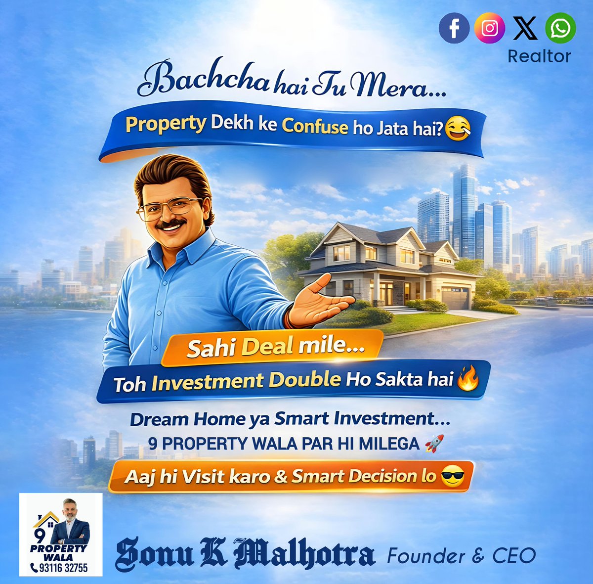 9propertywala's tweet photo. Property dekh ke confuse?  
Investment double karna hai? 
Answer hamesha ek hi - @9propertywala

#propertyinvestment https://t.co/YjqzkTNaMe