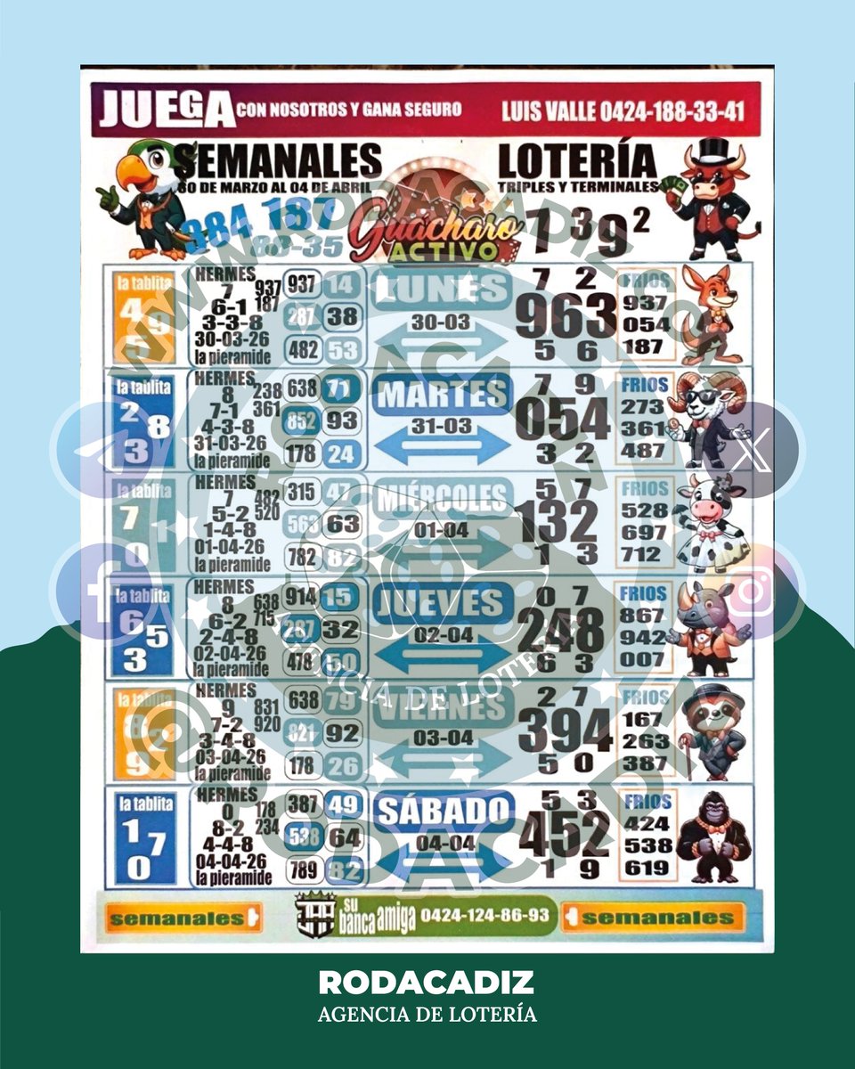 rodacadiz's tweet photo. Agencia de Lotería @Rodacadiz

Canal Telegram: https://t.co/pIAZHklk2q 📱
Grupo Telegram: https://t.co/G0ww0gojuR 📱

Telegram:  https://t.co/uOireSsdTz 📱
WhatsApp: https://t.co/gBZ5XYV3Np 📱
Web: https://t.co/SEblx7QF8f https://t.co/PL4njtsj9H