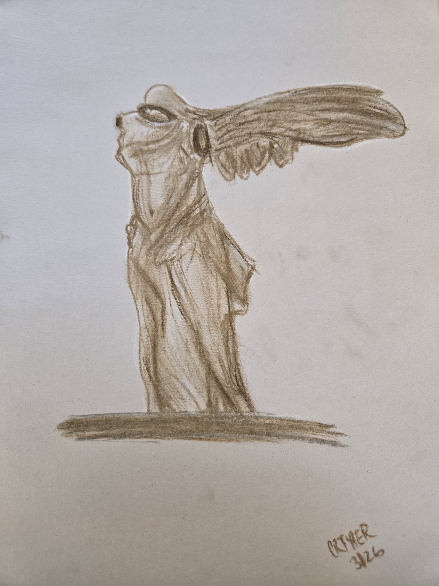 caden_arts's tweet photo. The Winged Victory of Samothrace, Contesticks on Newsprint https://t.co/XUk2giu7KZ