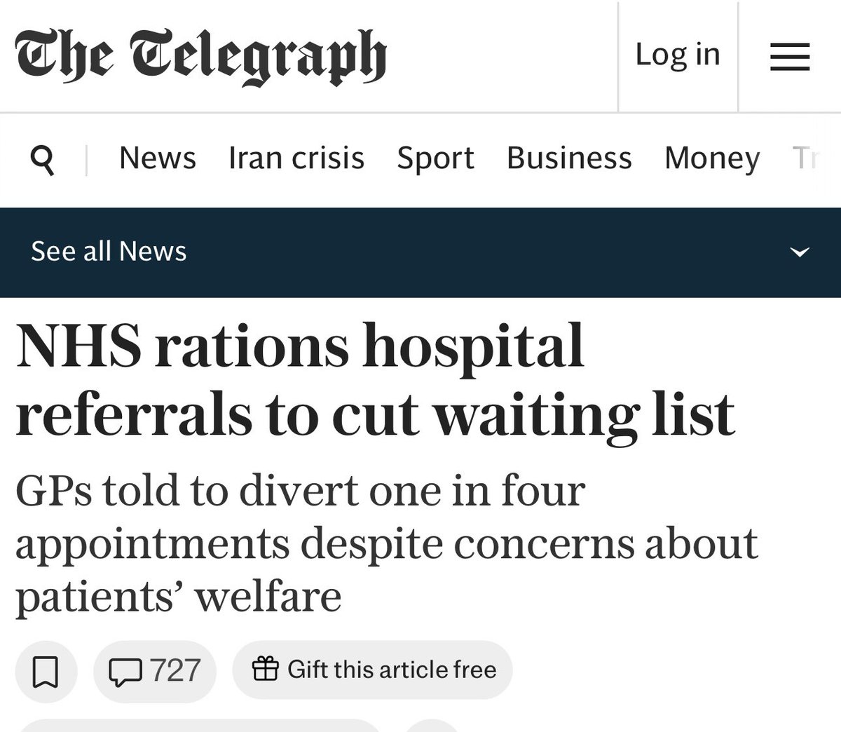 I can’t see GPs cutting hospital referrals - if patients need to be seen we will refer

However blocking our referrals may lead to more A&amp;E pressures &amp; 2 week wait referrals

Again Labour show they don’t know the primary care set up at all
