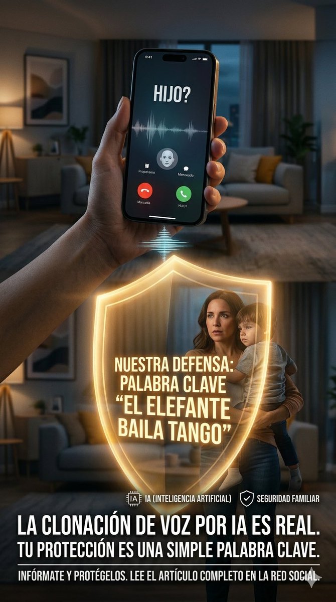 marcelamomberg's tweet image. El eco de una mentira: Por qué tu familia necesita hoy mismo una "palabra secreta" SAFE WORD  en tiempos de Inteligencia Artificial. #IA #PALABRASECRETA #SAFEWORD 
Marcela Momberg Educadora Digital. 
 
Recientemente, me detuve a analizar un comunicado de la Dirección de