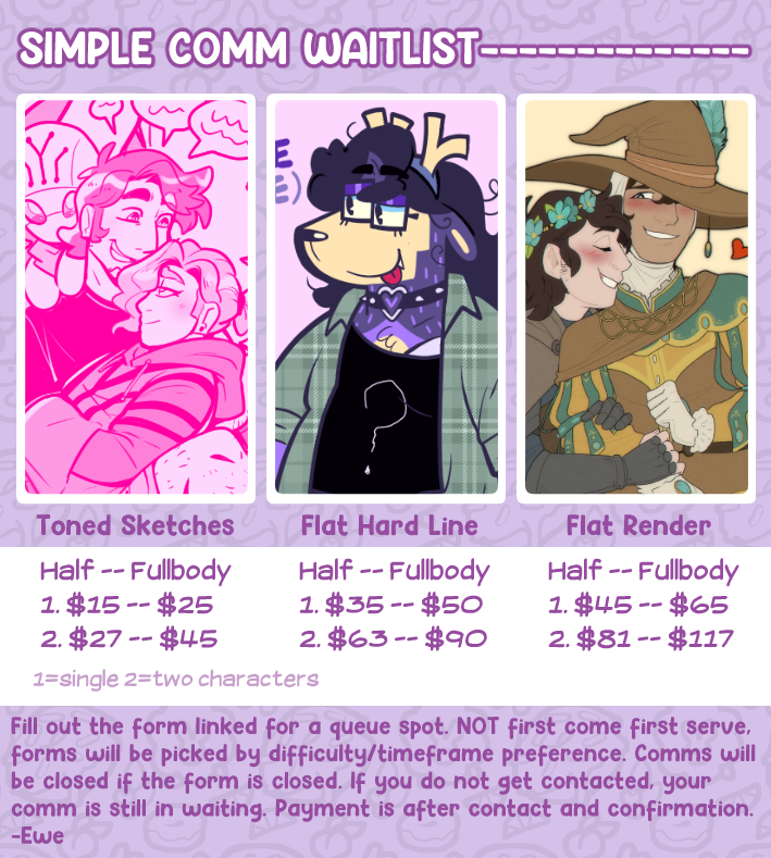 ConfusedEwe's tweet photo. In case it's of interest... I am open to a [C] waitlist for simple stuff since Im finishing up my queue (im only accepting a couple spots):

🔗⬇️⬇️⬇️ https://t.co/442ldX5DYc