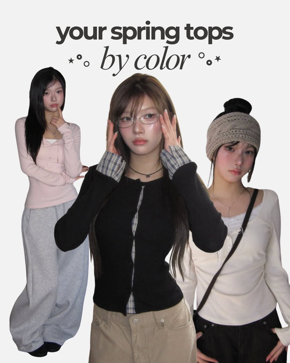 RileyWard339316's tweet photo. what's your kind of basic top?

A soft pink that feels effortless, a worn-in gray, clean whites, deep purples, and blacks you can layer forever.

These are the tops Korean girls
actually build their outfits around, season after season.

Wear it alone... https://t.co/71xE6ooojs