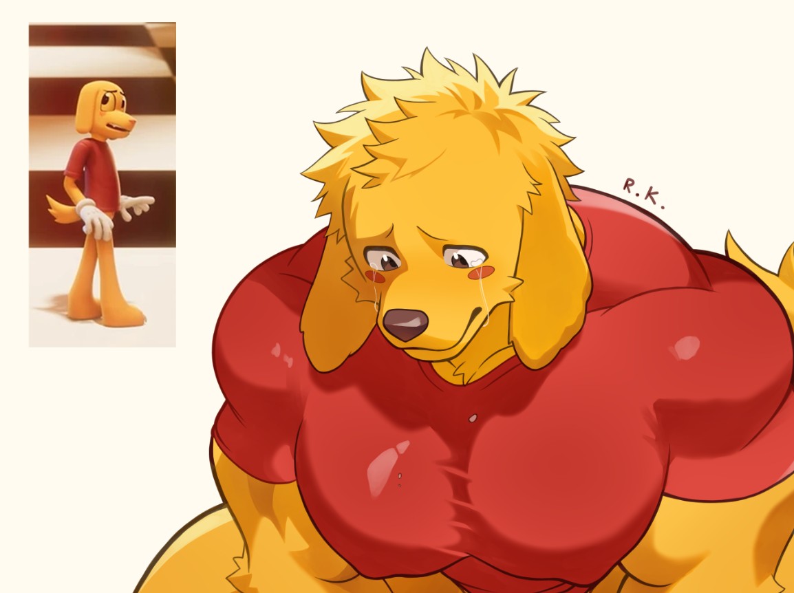 ryuka344's tweet photo. The good little dog got 🐶💛... too big and doesn't know how to handle it 😂 - Rendering inspiration: @NullGhostArt (I look good jsjsjs)
#TADC #bunnyteeth #tadcjax #tadccaine #scratchX https://t.co/fCaWf9nHwO