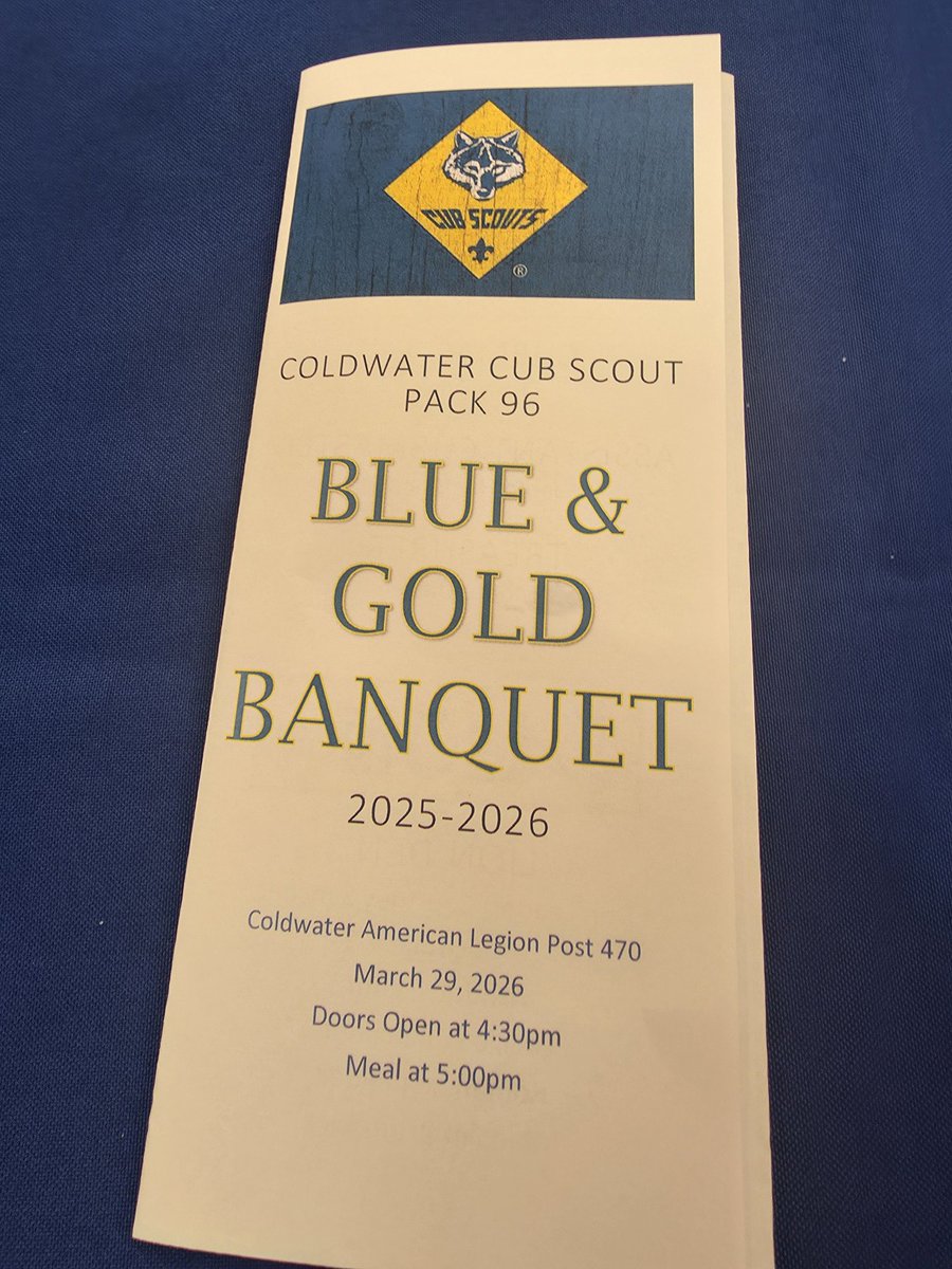TheRealMrMader's tweet photo. That time of year again — the Coldwater Cub Scout Blue &amp; Gold Banquet.
Always a privilege to represent Coldwater Exempted Village Schools at this great yearly tradition. https://t.co/WfP6vdO5c0