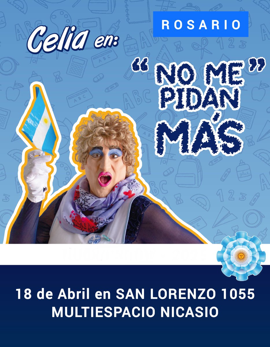 maltesepablo's tweet photo. SI SOS DE ROSARIO AYUDAME COMPARTIENDO !!

No se pierdan a la docente CELIA en ROSARIO el sabado 18 de Abril en MULTIESPACIO NICASIO sito en San Lorenzo 1055
¡NO ME PIDAN MÁS!
De Pablo Maltese
La docente más intensa, lúcida y desbordada.
ENTRADAS EN
https://t.co/eWPFSBwLQE https://t.co/zdoMoQxNNf