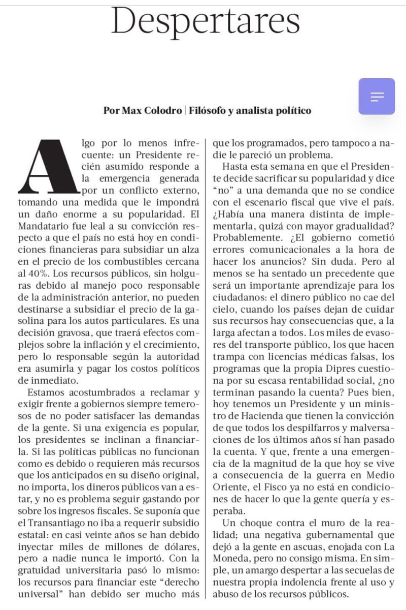 Tremendo. Felicitaciones a <a href="/maxcolodro/">Max Colodro ‎מָקס</a> y gracias por lograr expresar lo difícil en fácil.