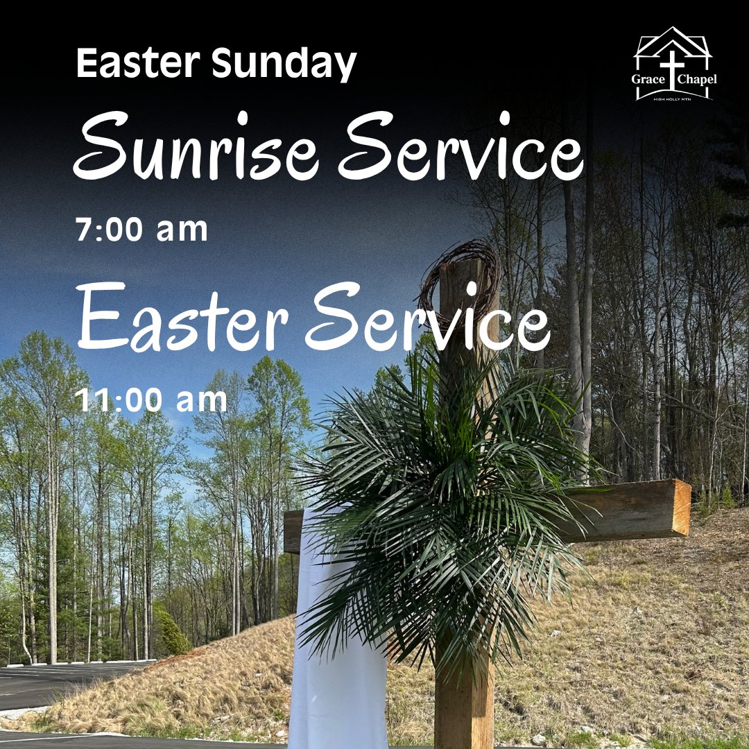 GraceHighHolly's tweet photo. Please join us in remembering Jesus’s sacrifice on the cross on Good Friday — and then, celebrate His Resurrection on Easter Sunday!
Friday, April 3 — Good Friday Service at 6 pm
Sunday, April 5 — Sunrise Service at 7 am and Easter Service at 11 am. https://t.co/GC81Kj08cR