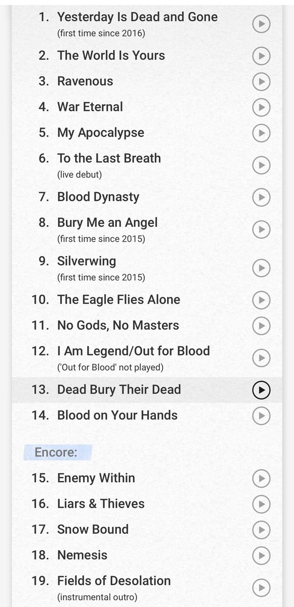 aji8595591's tweet image. モイ！
 #PRT CARCASS2ランクダウンで19位😭

ARCH ENEMYのライブまであと20日😆🤘
中国公演セトリいいね🙌