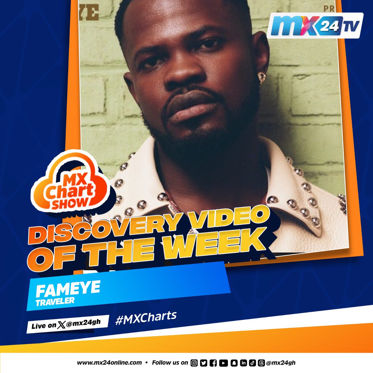 mx24gh's tweet photo. Discovery Video of the Week on MxChart is Fameye with Traveler!
A must-watch!
#mx24gh #funfearlessfactual #mxchart #Fameye https://t.co/fWpWzHKABf