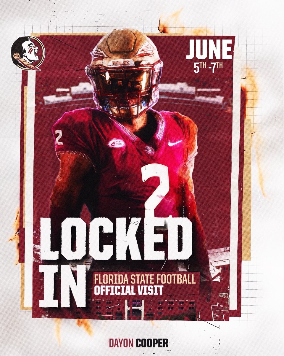 DayonCooper2027's tweet photo. Official visit locked in! @FSUFootball #ThePitt @FSU_Recruiting @Coach_Norvell @_DJDaniels @DBcoachadams @Noles247 @SPCoachStone @247recruiting @SPHSPIRATES @TomLoy247 @jared5_59 @RustyMansell_  @BSonnone @ChadSimmons_  @ZBlostein247 @IraSchoffel @NoleGameday @FSUCoachTW @CNee247 https://t.co/j4s3nvtSb5