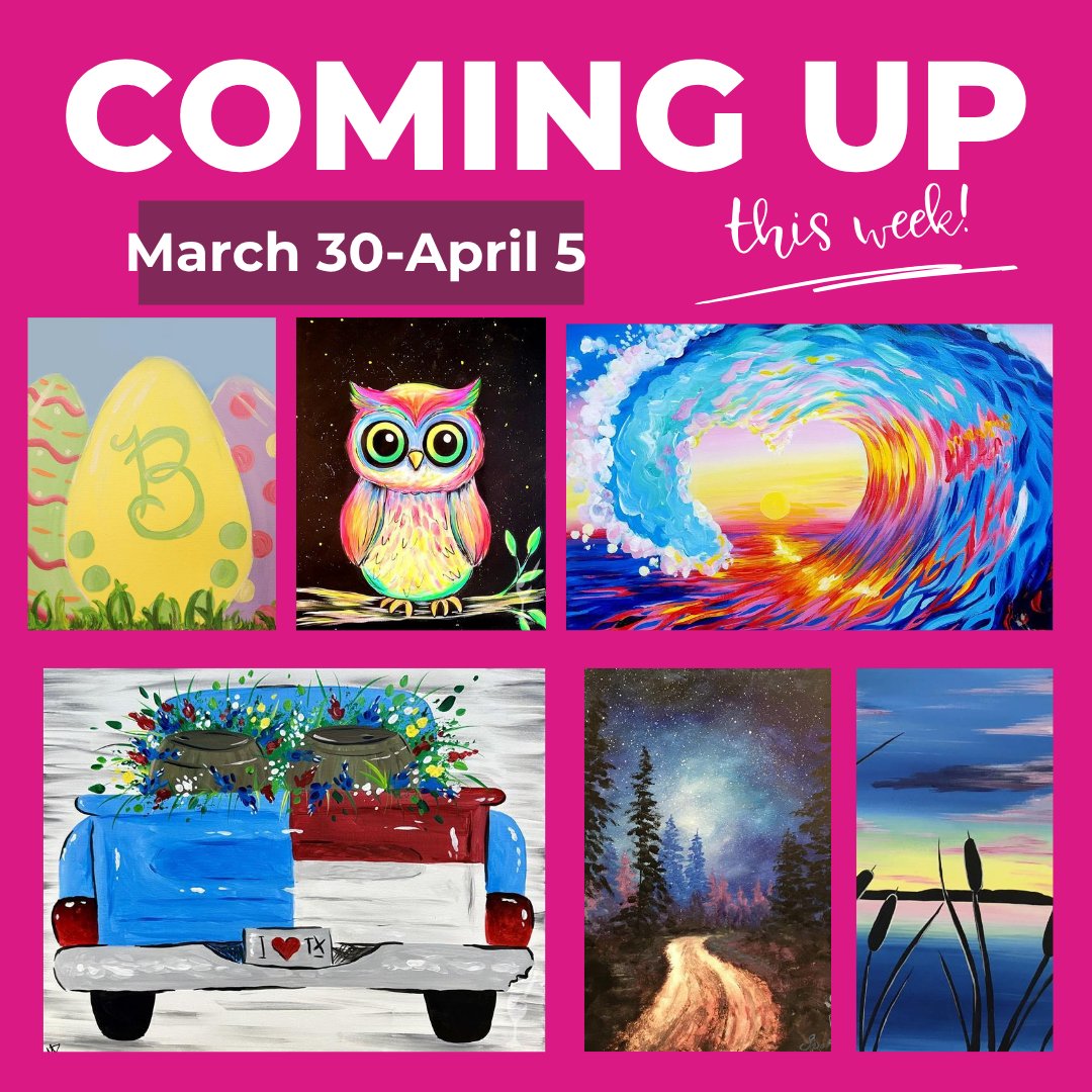 PWATRichardson's tweet image. Excited for this week's upcoming painting events? 🎨✨ Check the link in comments for the full schedule! Who’s ready to create? #PaintAndUnwind #CreativeVibes #twistrichardson