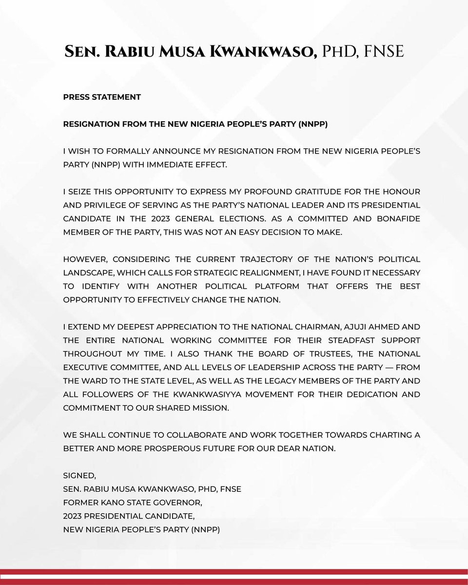 felix_ikwe's tweet photo. Kwankwaso resigns from NNPP set to join ADC. https://t.co/UEIQNwW6At
