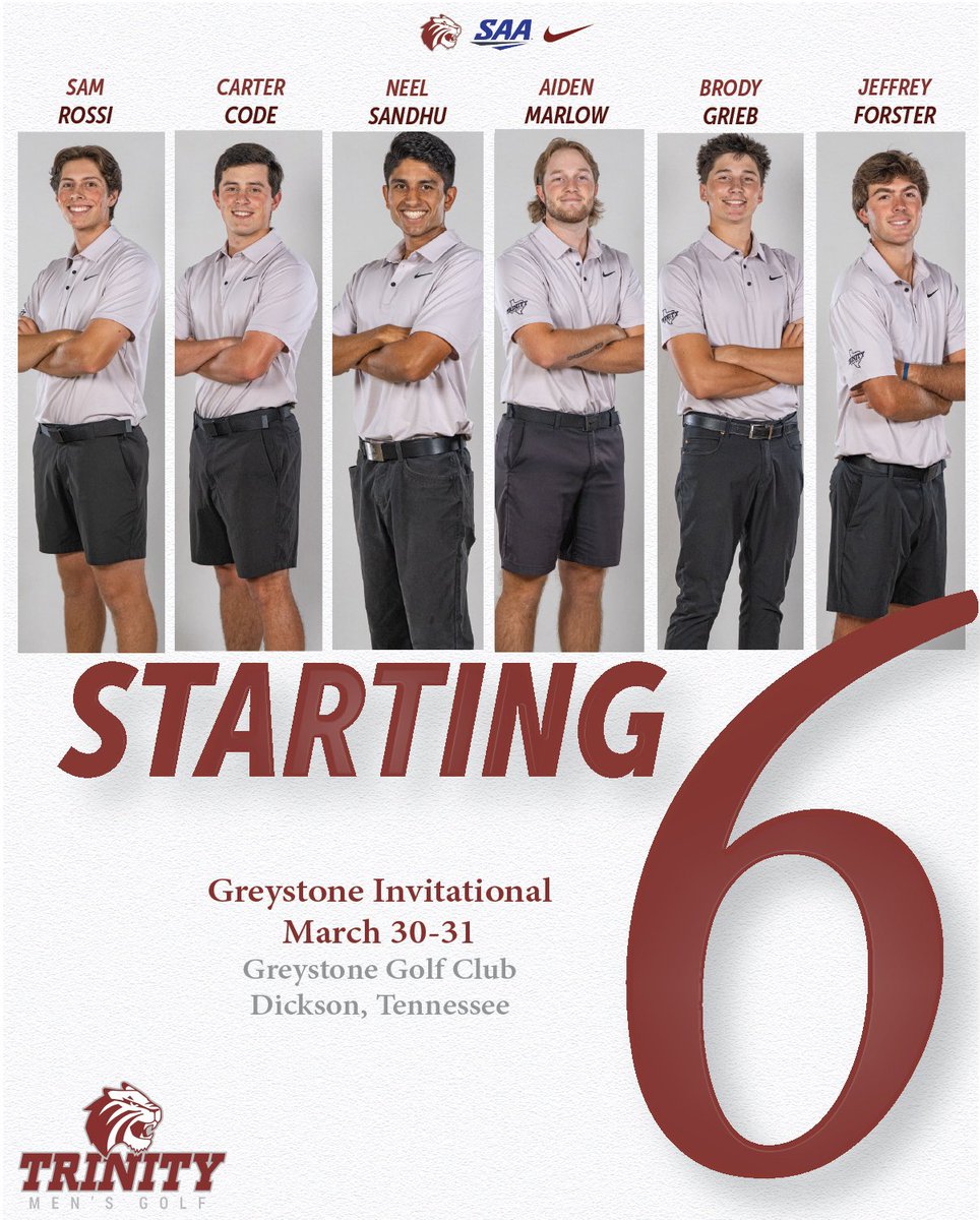TrinityUGolf's tweet photo. Good luck to our Men in Dickson! https://t.co/Dmsx2giTRT