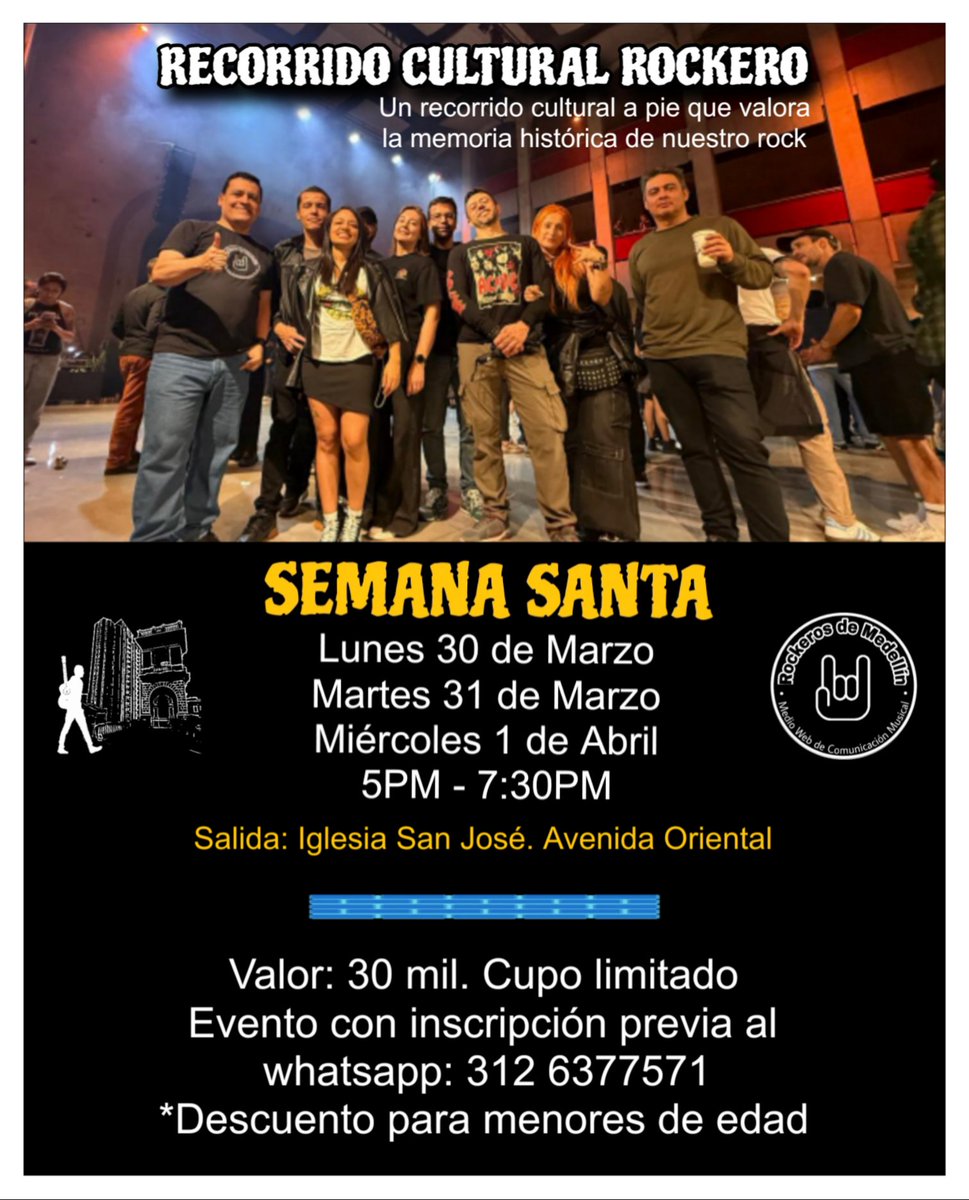 Programación 
Semana Santa 
Recorrido Cultural Rockero 🥾

¡Vamos! 💫