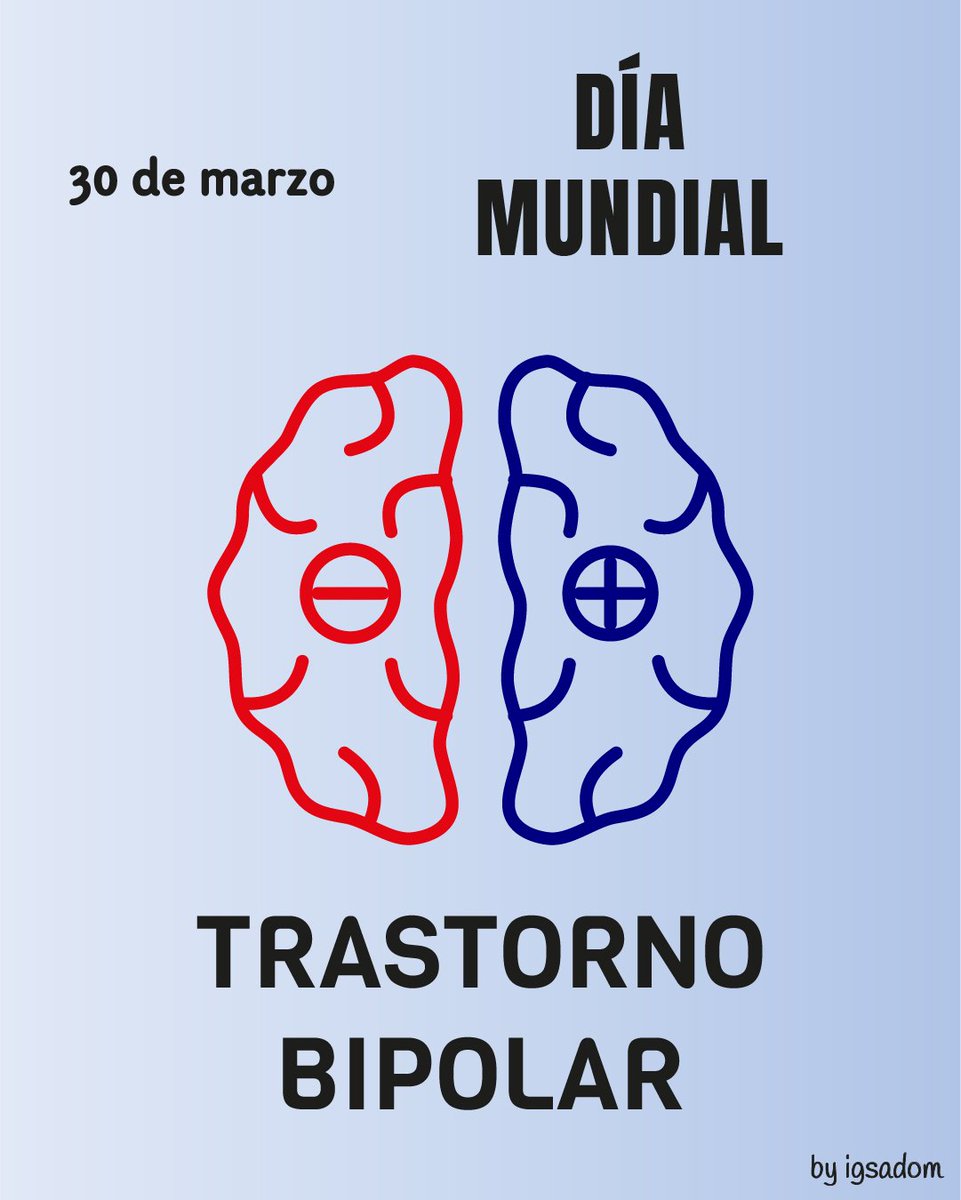 igsadom's tweet photo. Hoy 30 de marzo se celebra el Día Mundial del Trastorno Bipolar, by #Igsadom! ☝🏻☝🏻☝🏻
#WorldBipolarDay
#DíaMundialDelTrastornoBipolar
#BipolarStrong
#TrastornoBipolar
#SaludMental https://t.co/D6FjFtlfgw