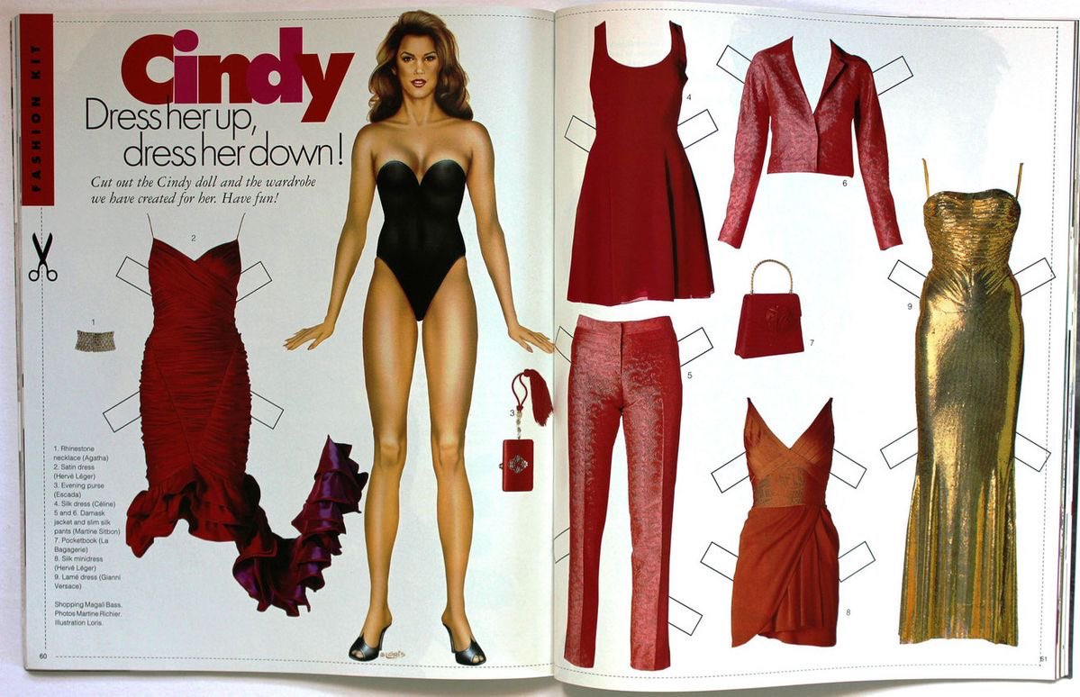 saintdoII's tweet photo. cosmopolitan magazine 1998 ‘fashion paper dolls’ issue featuring 90a supermodels and their closet to dress up https://t.co/IXhSq1Uzua
