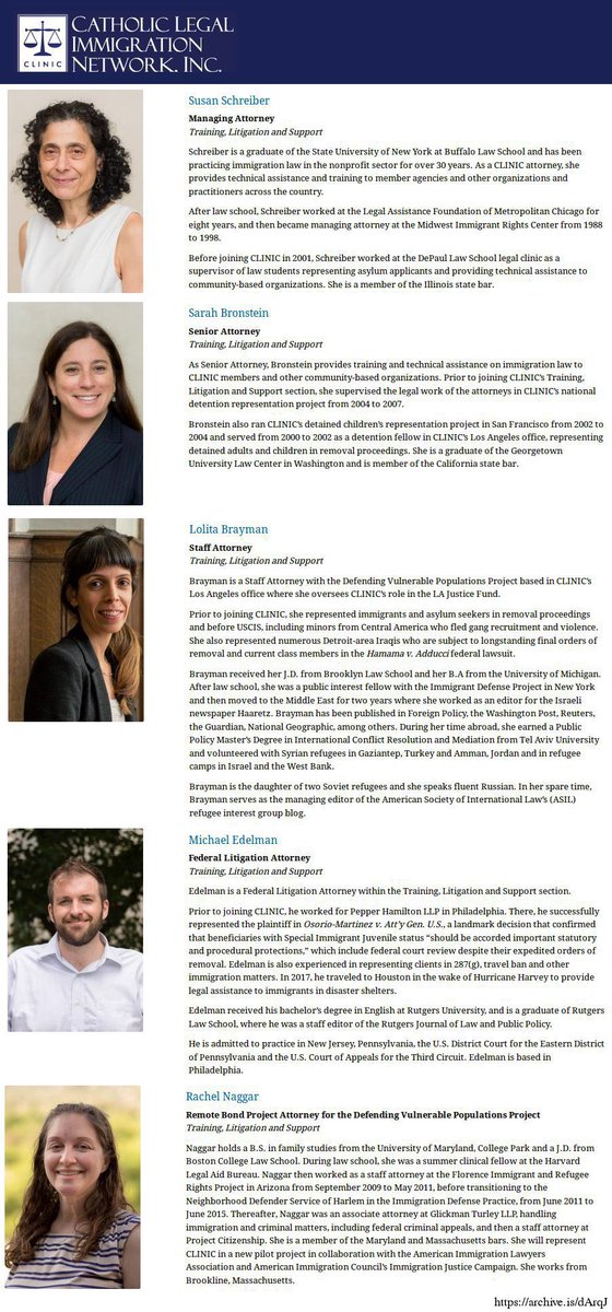 NewEnglandTrad's tweet photo. I don’t understand how that follows what you said, but it isn’t true either way. 

The lawyers are the people that matter with Catholic Charities because it is the lawyers that work on the status of the illegals. They are all Jewish and they’re contracted by Catholic Charities. All that happens is some libtard Democrat woman goes to the local parish and says, “hey, we want to help immigrants.” The local pastor says, “ok.” The libtard Democrat woman then goes to her Democrat law firm and uses Catholic Charities funds for the immigrant’s legal fees with and that firm 1. isn’t even nominally Catholic, and 2. openly supports/edorses all Democrat political causes. 

The example below is the Catholic Immigration Network. I’ve looked into all of it. It’s all led by some middle-aged blonde woman whose name I forget, but have posted about her and them before. She’s very clearly not a practicing Catholic when you look her up. She basically just has an Irish name and 20+ years of work in DC Democrat politics. I’ve looked into dozens of local Catholic Charities chapters and it is the same story at every single one of them. They’re all just Democrat operatives (meaning people whose entire LinkedIn work history is in Democrat politics) and they’re just running a Catholic Charties branch. 

If you want to argue that priests need to pay more attention to the corruption within their parish, sure. You have an argument there, but they’re hardly involved with anything that is going on regarding these organizations and they’re literally 0.0% involved in finding lawyers for the illegals. The lawyers are the problem. The lawyers are the people helping illegals cheat the system.