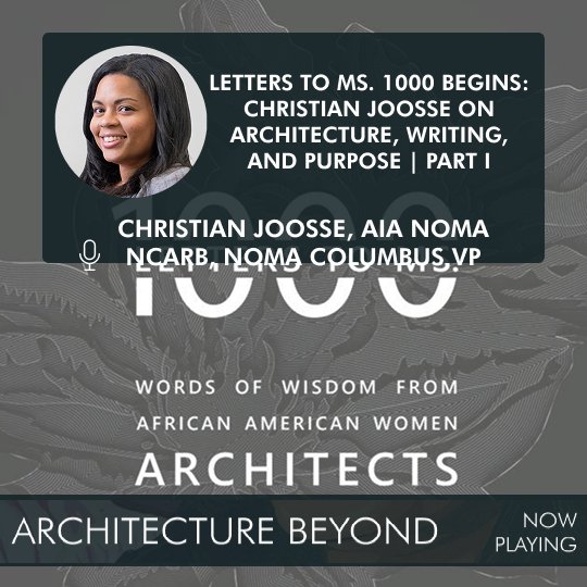 Excited to talk with Christian Joosse on the latest episode of Architecture Beyond — now airing.

Part I explores her journey into architecture and the story behind Letters to Ms. 1000.
#architect #noma #womenshistory
architecturebeyond.buzzsprout.com/2162839/episod…