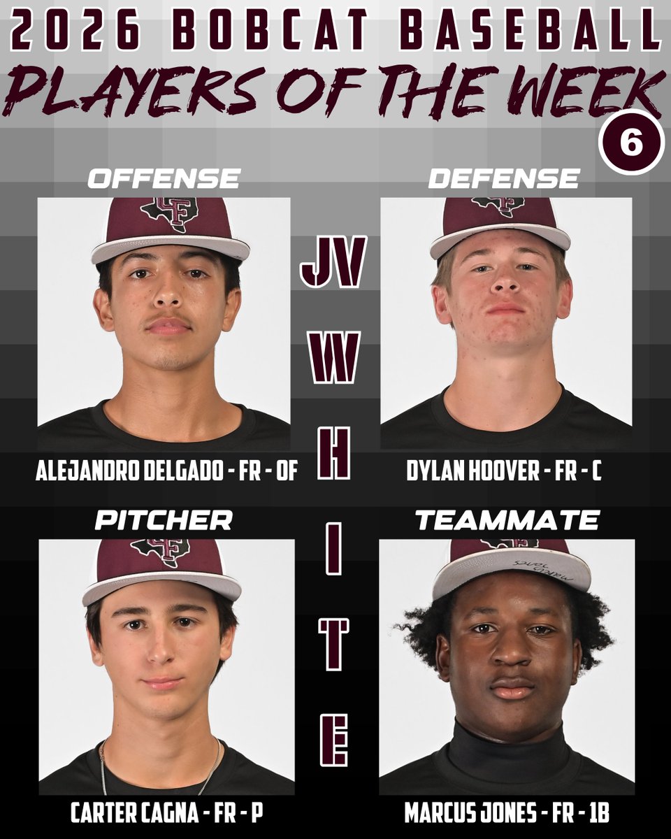 CyFairBaseball's tweet photo. 🚨WEEK #6 POTW🚨

Congrats to these players for having an outstanding week!

#beCATS | #BFND | 🐾⚾️ https://t.co/9bumrqDlef