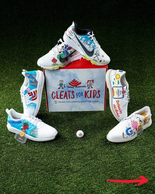 samconnerone's tweet photo. They should absolutely produce these “Cleats for Kids” shoes that players wore at the Houston Open today and donate the proceeds to the Texas Children Hospital. 

Congrats to Gary Woodland. One hell of a backstory https://t.co/Uu6QskvZAR