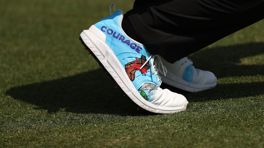 samconnerone's tweet photo. They should absolutely produce these “Cleats for Kids” shoes that players wore at the Houston Open today and donate the proceeds to the Texas Children Hospital. 

Congrats to Gary Woodland. One hell of a backstory https://t.co/Uu6QskvZAR