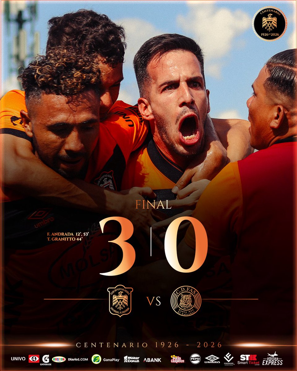⏱️ 𝐅𝐈𝐍𝐀𝐋 𝐃𝐄𝐋 𝐏𝐀𝐑𝐓𝐈𝐃𝐎 ⚽️

 🗣️EL CLÁSICO 272 TIENE DUEÑO.🧡🖤

#VamosÁguila | #ElMásGrande | #Centenario2026