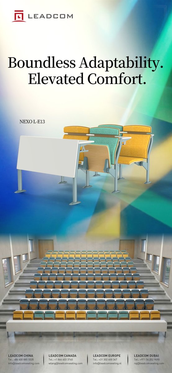 LeadcomSeating's tweet photo. The Leadcom  NEXO L-E13 lecture hall seating is built on the core philosophy of "High Adaptability." 
💯 Empowering every classroom with a tailored solution.
💭 Ensuring every student can focus and grow in ultimate comfort. 

https://t.co/Wwgs7Kcs3I 
#leadcom https://t.co/LHYgncfti2