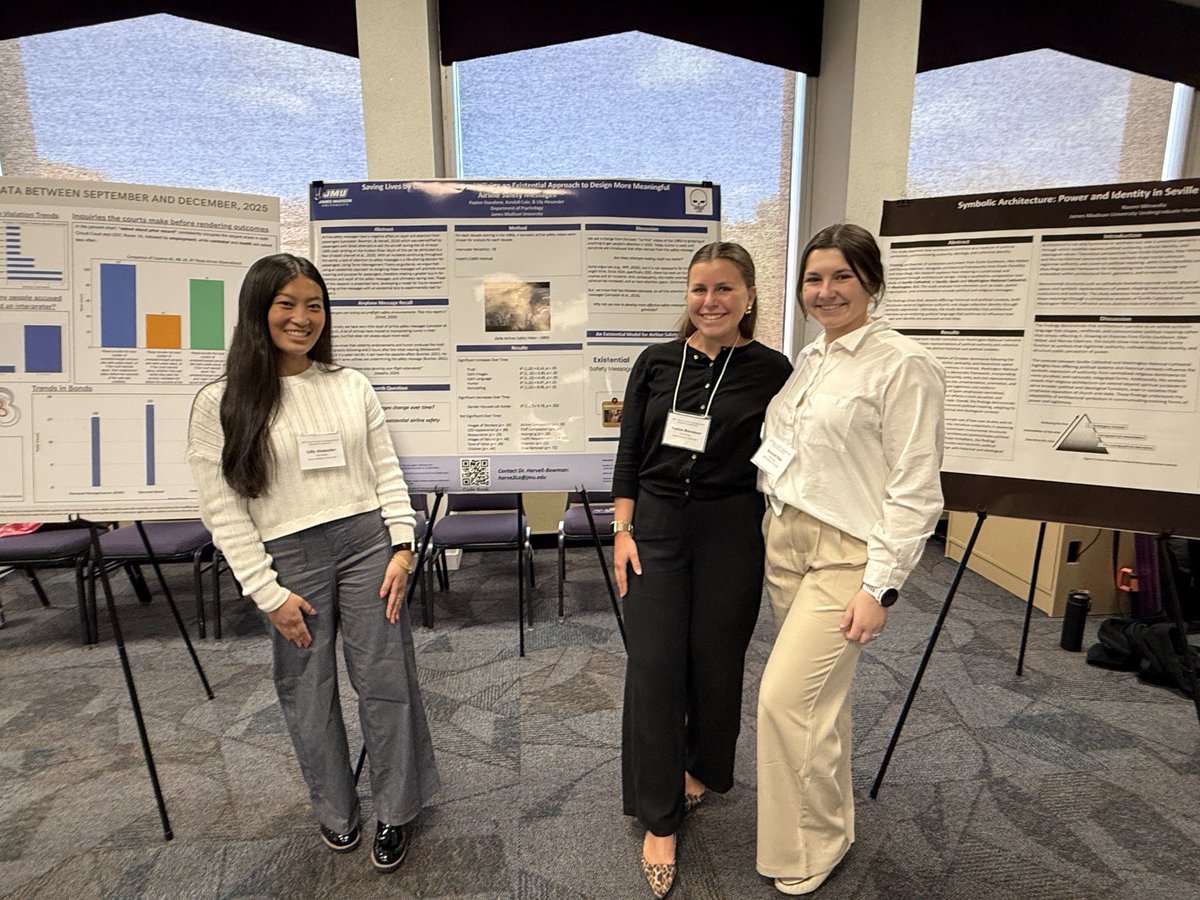 LabTerror's tweet photo. We had a great time presenting our research at the @JMUCAL Undergraduate Research Conference! Onwards to the next conference - the Virginia Association of Psychological Sciences. 🎉🎉🎉 https://t.co/vOYMekUUP7