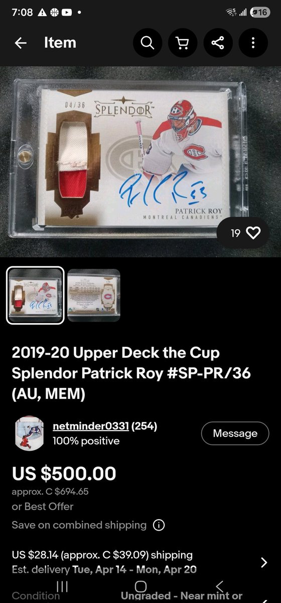 DanielLuss6826's tweet photo. @AlexHalimeh don't do business with this account, he responded to my ISO patrick roy post with 3 pictures of cards he clearly got off ebay from 3 sellers accounts trying to pass them as his own for a lot cheaper than market value. https://t.co/mPhh9BimZ6