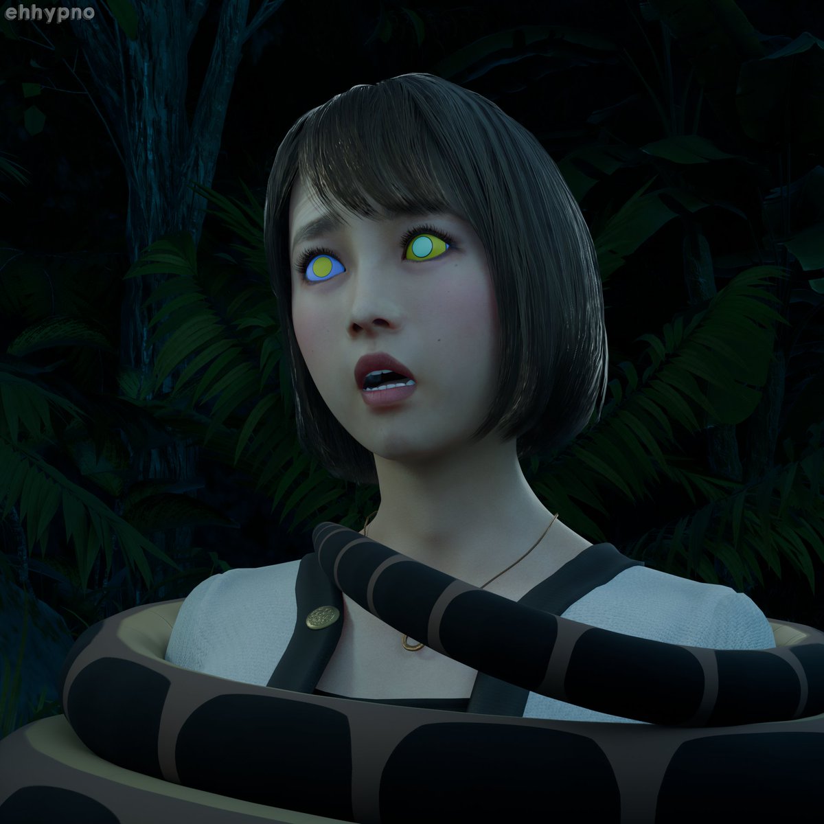 Poster comm for <a href="/SadayoBestGirl/">CrunchBar</a>
Saeko Mukoda being hypnotized by a snake. (1/2)

L i n k s in the comments ⤵️