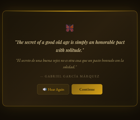 MackBronson's tweet photo. Here is an idle webapp to learn 100 Years of Solitude. Download it from github-linked below. Inspired by the 20th Century Novel of the Americas, Gabriel Garcia #Marquez #CienAños #España  #EducationForAll 
https://t.co/6Cex7T6xPw https://t.co/uyO76bdUrS