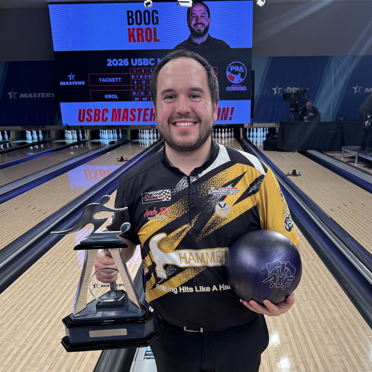HammerBowling's tweet photo. David โBoogโ Krol wins the USBC Masters! ๐
#HammerBowling #HammerAXE #PBATour #USBCMasters #NothingHitsLikeAHammer ๐จ https://t.co/mBg0EeRheT