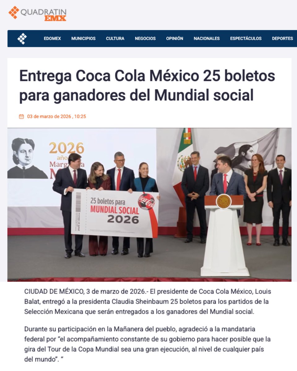 NutriCOI's tweet image. ⚽️ ¿Sabías que la cantidad de agua que #CocaCola extrajo de los manantiales de Chiapas en los primeros 20 años de concesión equivale a 10 veces el volumen del Estadio Azteca? 🏟️

Además, de dañar nuestra salud, se roba el agua de los mexicanos 😡

¿Qué opinas?👇
#Mundial2026
