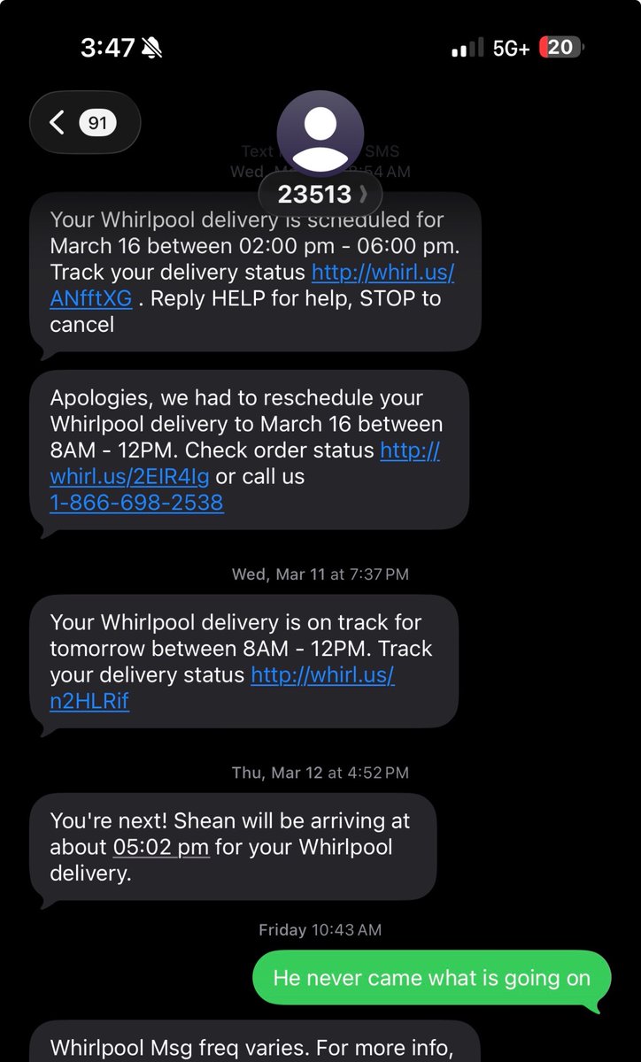GVRV_9's tweet photo. @WhirlpoolCorp No one gives me an answer on when I am getting my fridge and a few customer service reps give me and my wife a hassle trying to convince us that we should cancel and “forget about the deal” we got and just order something else. What’s with that. Why can’t I get any help. https://t.co/nA1CytrrQl