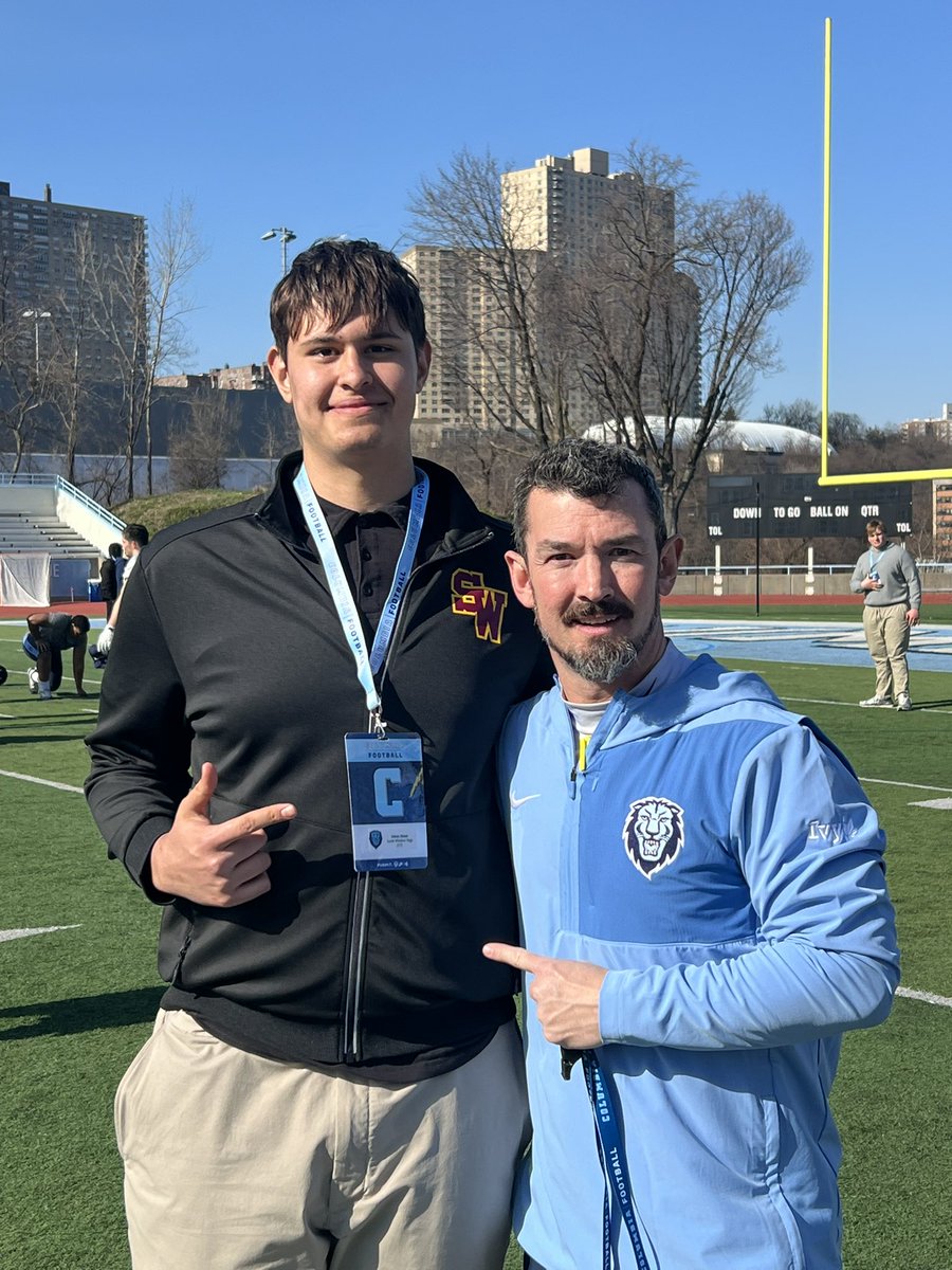 AdamMA_09's tweet photo. After a great visit and talk with @Coach_Poppe I am extremely blessed to announce that I have received my first division one offer from Columbia University! #AGTG 
@Coach_Skjold @CULionsFB @CUFBrecruiting @coachbanks9 @LoomisFootball https://t.co/B8IhENy3cW