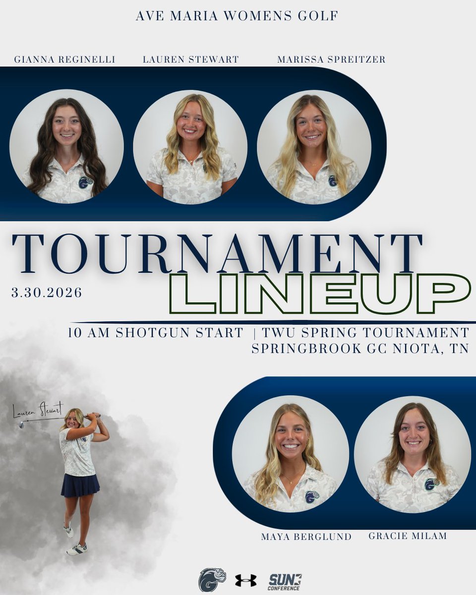 AveMariaWGolf's tweet photo. AMU ladies are ready to tee off Monday morning in Tennessee! https://t.co/pKbR42cQbd