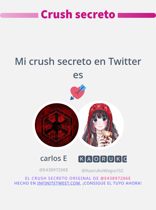 Mi crush secreto en Twitter es <a href="/KaorukoWaguri32/">🅺🅰🅾🆁🆄🅺🅾🆆🅰🅶🆄🆁🅸</a>

➡️ infinitetweet.me/secret-crush?l…
