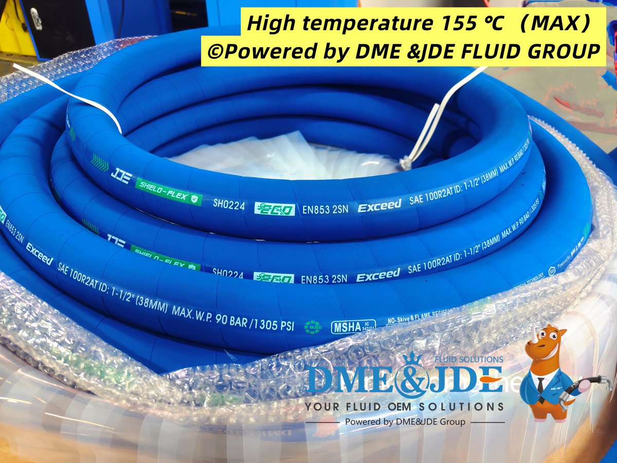 DME &amp;JDE©
High temperature Hose - 155℃ （MAX） 👍

We pay attention to "One solutions"
= Hydraulic hose ‖ Fitting‖ Assembly ‖ Crimping&amp;Skive &amp;Cutting machines

#HighTemperatureHose

We are finding sole agent in each of countries. 

Please touch📧 : Peach.meng@dmejde.com